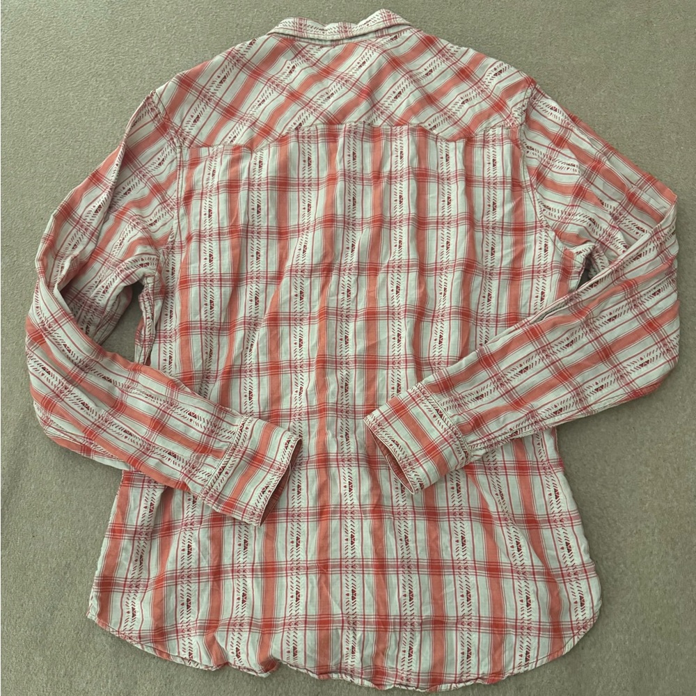 True Religion Western Shirt Men’s XXL 100% Cotton Long Sleeve White Red Pink - Picture 9 of 10